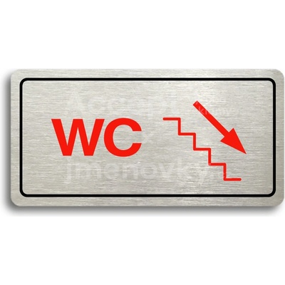 ACCEPT Piktogram WC VPRAVO DOLŮ - stříbrná tabulka - barevný tisk