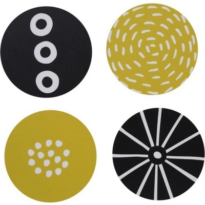 Klippan Švédsko Podložky pod sklenice Candy yellow black 4ks 9x9cm