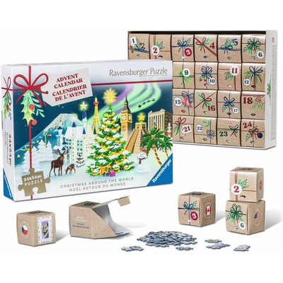 RAVENSBURGER Adventný kalendár Vianoce po celom svete 24x54 dielov