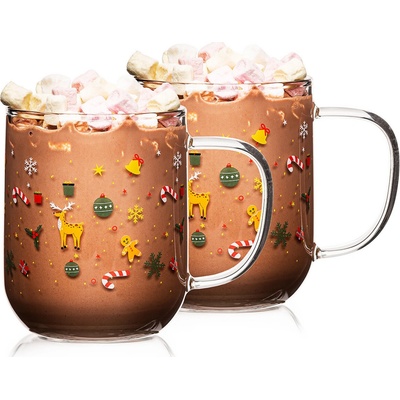 4Home Sklenený hrnček Hot&Cool Christmas time 2 x 350 ml