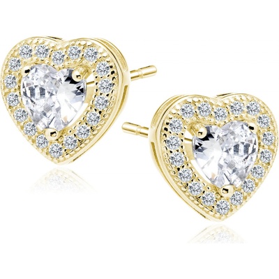 Lunica Stříbrné náušnice ČIRÉ SRDCE GOLD 0763