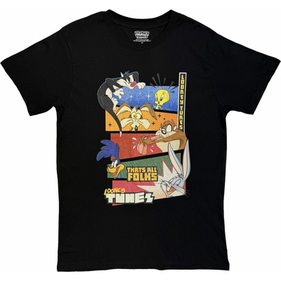 Looney tunes tričko That's All Folks Block Graphic čierna
