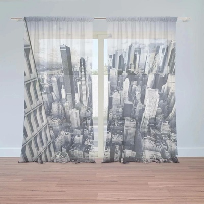 Sablio Záclony Mrakodrapy 2: 2ks 130x250 cm - řasící stuha 50 mm