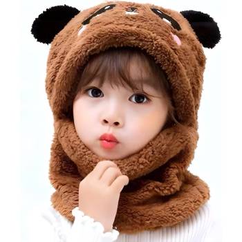 HARAHU Детска зимна качулка Плюшено мече - Кафява kp36850 (36850)