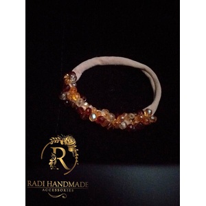Radi handmade Ластичка с кафяво златисти кристали (522)