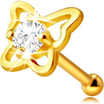 Šperky eshop tý piercing do nosu ze ta kontura motýla s kulatým zirkonem čiré barvy 2 mm S1GG240.10