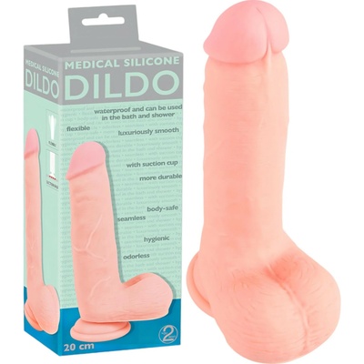 Medical hladký lekársky silikónový dildo 20 cm prírodný