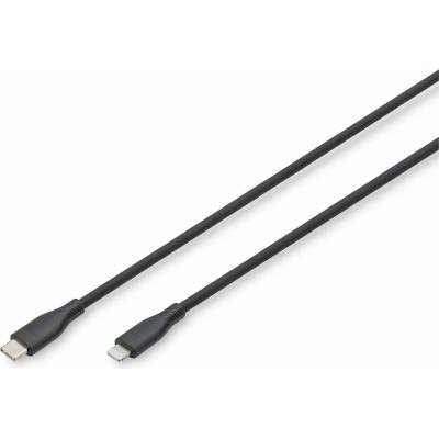 Digitus AK-600110-010-S Silikónový napájací USB-C na Lightning USB 2.0 60W MFI 1m černý