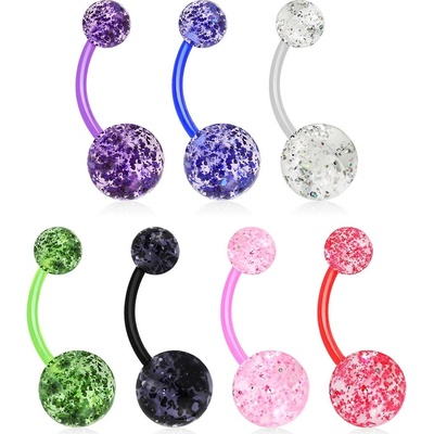 Šperky eshop piercing do pupíku kuličky glitry W31.03 červená