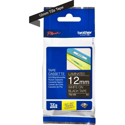 BROTHER TZE-335 biela na čiernej 12 mm