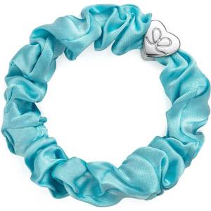 By Eloise London Silver Heart Silk Scrunchie цвят Turquoise