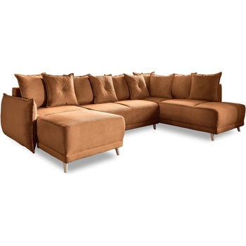 Miuform Ъглов разтегателен диван от велур в тухлен цвят (десен ъгъл/U-образна форма) Lazy Lukka - Miuform (1841ON31)