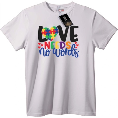 NOONEBRAND Тениска Любовта Не Се Нуждае от Думи - Аутизъм - 6XL, White