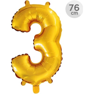 JUNIOR Balón narozeninový 76 cm číslo 3 zlatý