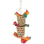 TRIXIE Natural Toy on a Sisal Rope - Играчка за папагали, натурално палмови листа и сизалово въже, 35 см
