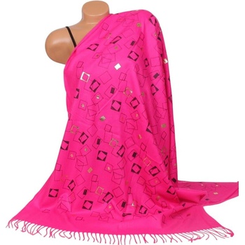 Дамски кашмирен шал в цикламено с фигури