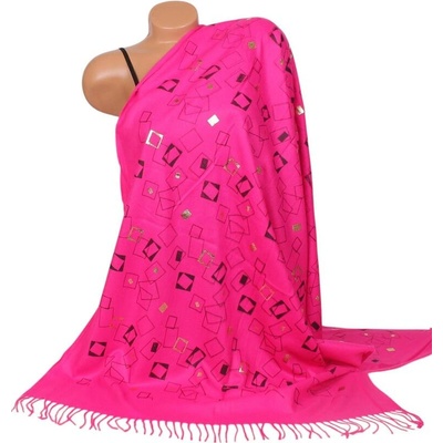 Дамски кашмирен шал в цикламено с фигури