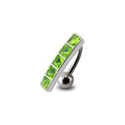 Šperky4U stříbrný piercing do pupíku světle zelené zirkony BP01162-G