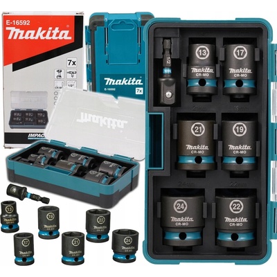 MAKITA E-16592 súprava nástrčných hlavíc 1/2", Impact BLACK, 13-24mm, priemyslové, kufrík