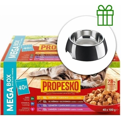 Propesko Cat Adult hovädzie / kura / zverina / jahňa v omáčke 40 x 100 g