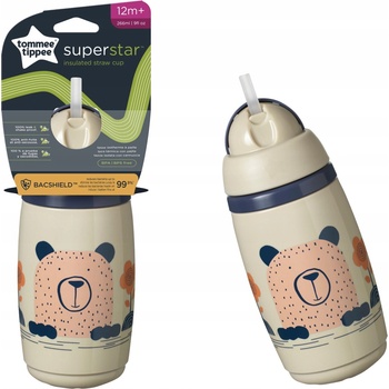 Tommee Tippee netečúci termohrnček Superstar so slamkou 266ml Grey