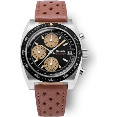 Nivada Grenchen Autochron Mecaquartz Brown Racing Strap