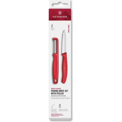 Victorinox - Sada kuchyňský nůž se škrabkou SWISS CLASSIC červená | 6.7111.21C1