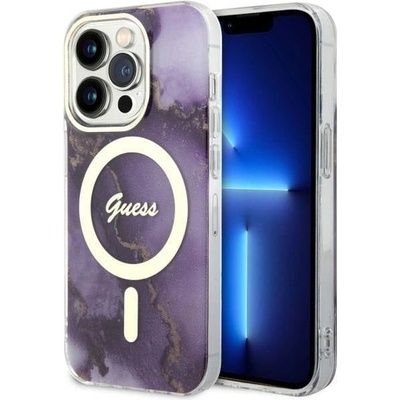 GUESS Кейс Guess GUHMP14LHTMRSU за iPhone 14 Pro 6.1", лилав / лилав, твърд, Golden Marble MagSafe (GUE002779-0)