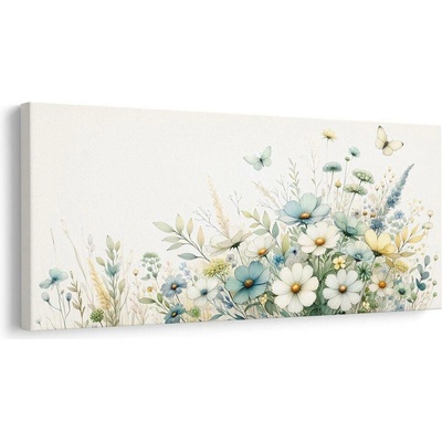 Obraz pastelové divoké květy - 60x30