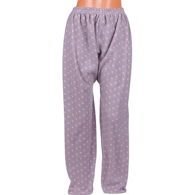 Макси поларен панталон-пижама в сиво с розови точки
