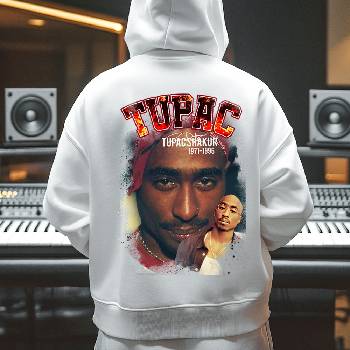 2Pac / Мъжки суичър Tupac Shakur 1PR-516 - Черен Бял, размер M