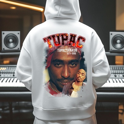 2Pac / Мъжки суичър Tupac Shakur 1PR-516 - Черен Бял, размер M