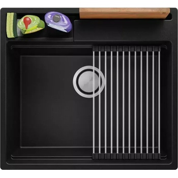 Твоят Стил Черна гранитна кухненска мивка Осло 60 Pocket 580 x 530 мм