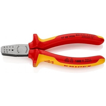 KNIPEX Клещи за кримпване на кабелни накрайници 0.25-2.5мм2, VDE 1000V жълто-червена ръкохватка 145мм, Knipex (K9768145A)