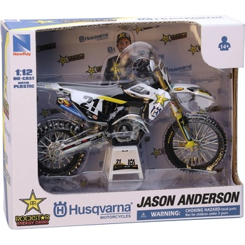 New Ray Toys Метален мотоциклет Newray - Rockstar Energy Husqvarna, FC450, Jason Anderson, 1: 12 (58233)