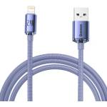  Кабел за данни и бързо зареждане Baseus crystal shine series USB Type A към Lightning 2.4A, 2m, лилав, CAJY000105