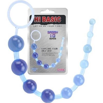 Анална броеница от 10 топчета, 30см. - Sassy Anal Beads Blue (CHISA00045)