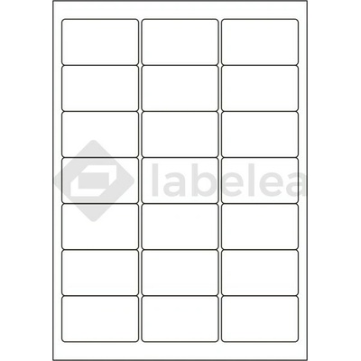 Labelea Samolepiace etikety 63,5x38,1 mm lesklé biele papierové, na hárku A4, pre laserovú tlač, Farba etikiet Biela, Počet hárkov v balení 100 EPL063038W021S