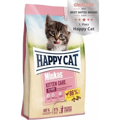 Happy Cat Minkas Kitten Care Poultry - храна за подрастващи котенца до 13 седмица, с пилешко, картофено мюсли, 10 кг, Германия - 70406