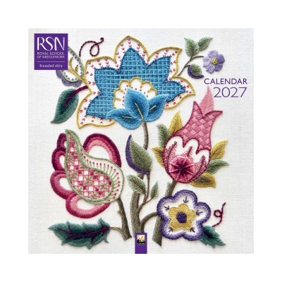Flame Tree Publishing Royal School of Needlework Wall Calendar 2027 (Art Calendar) | WALL