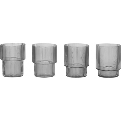 Ferm LIVING Poháre na vodu Ripple dymové 4 x 200 ml
