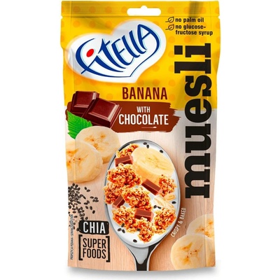 Fitella Banánové muesli s čokoládou a chia semínky 50 g