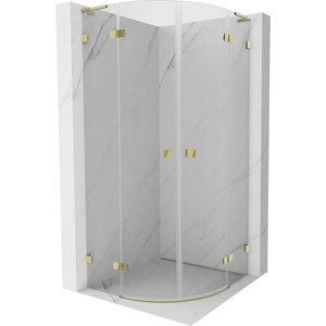 Mexen Lunar L полукръгла душ кабина с отваряща се врата 100 x 100 см, прозрачна, златна - 833L-100L-100P-50-00 (833L-100L-100P-50-00)