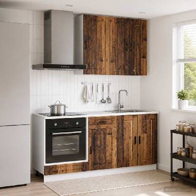 vidaXL Кухненски единица PORTO 5 pcs Старо дърво Инженерна дървесина (3438283)