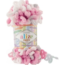 Alize příze Puffy color 6370 růžová, bílá, šedá