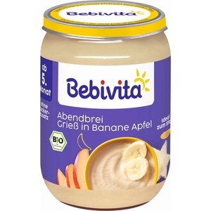 Bebivita Млечна каша Bebivita Лека нощ - Грис с банан и ябълка, 190 g, вид 2 (14603-01) - ozone
