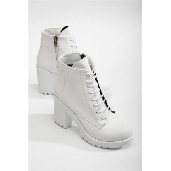 Moda Trend Дамски боти с висок ток и платформа - Бели #365864 (365864_Бяло)