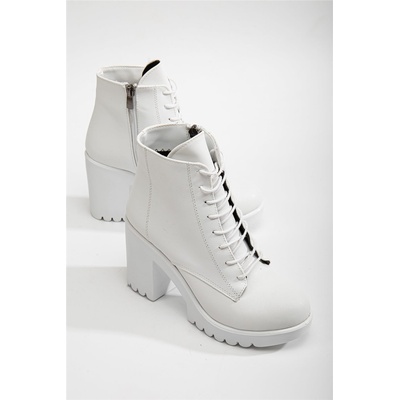 Moda Trend Дамски боти с висок ток и платформа - Бели #365864 (365864_Бяло)