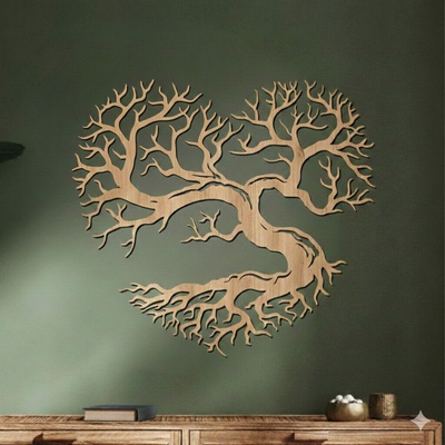Karls DESIGN Drevený strom života na stenu - Heart - 50cm
