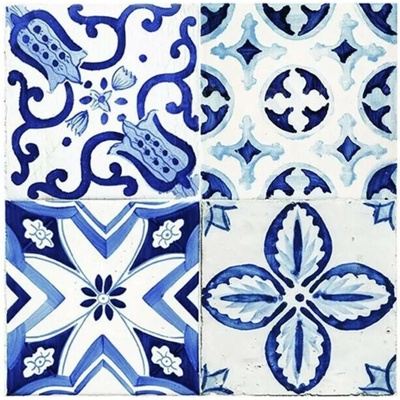 Crearreda Samolepicí dekorace Tile Cover Azulejos 31223 Kachlík, modro-bílé ornamenty 3 archy 20x20 cm